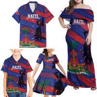 Haiti Football Personalized Les Grenadiers Family Matching Off Shoulder Maxi Dress and Hawaiian Shirt Echoes of History - Wonder Print Shop