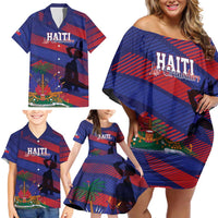 Haiti Football Personalized Les Grenadiers Family Matching Off Shoulder Short Dress and Hawaiian Shirt Echoes of History - Wonder Print Shop