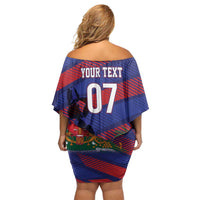 Haiti Football Personalized Les Grenadiers Family Matching Off Shoulder Short Dress and Hawaiian Shirt Echoes of History - Wonder Print Shop