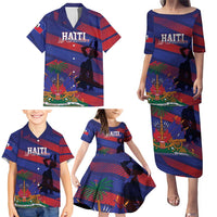 Haiti Football Personalized Les Grenadiers Family Matching Puletasi and Hawaiian Shirt Echoes of History - Wonder Print Shop