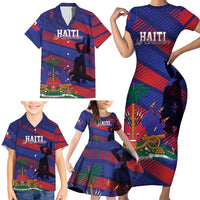 Haiti Football Personalized Les Grenadiers Family Matching Short Sleeve Bodycon Dress and Hawaiian Shirt Echoes of History - Wonder Print Shop