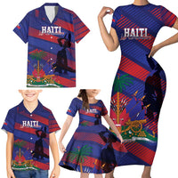 Haiti Football Personalized Les Grenadiers Family Matching Short Sleeve Bodycon Dress and Hawaiian Shirt Echoes of History - Wonder Print Shop