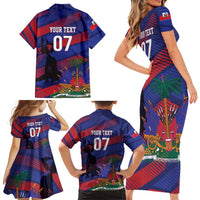 Haiti Football Personalized Les Grenadiers Family Matching Short Sleeve Bodycon Dress and Hawaiian Shirt Echoes of History - Wonder Print Shop
