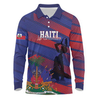 Haiti Football Personalized Les Grenadiers Long Sleeve Polo Shirt Echoes of History - Wonder Print Shop