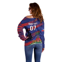 Haiti Football Personalized Les Grenadiers Off Shoulder Sweater Echoes of History - Wonder Print Shop