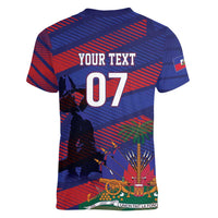 Haiti Football Personalized Les Grenadiers Women V-Neck T-Shirt Echoes of History - Wonder Print Shop