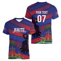Haiti Football Personalized Les Grenadiers Women V-Neck T-Shirt Echoes of History - Wonder Print Shop