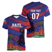 Haiti Football Personalized Les Grenadiers Women V-Neck T-Shirt Echoes of History - Wonder Print Shop