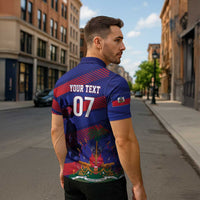 Haiti Football Personalized Les Grenadiers Zipper Polo Shirt Echoes of History - Wonder Print Shop