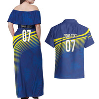Curacao Football Custom Korsou Blue Wave Couples Matching Off Shoulder Maxi Dress and Hawaiian Shirt Making History - Wonder Print Shop