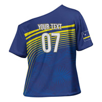 Curacao Football Custom Korsou Blue Wave Cross Shoulder Shirt Making History - Wonder Print Shop