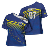 Curacao Football Custom Korsou Blue Wave Cross Shoulder Shirt Making History - Wonder Print Shop