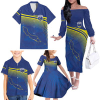 Curacao Football Custom Korsou Blue Wave Family Matching Off The Shoulder Long Sleeve Dress and Hawaiian Shirt Making History - Wonder Print Shop