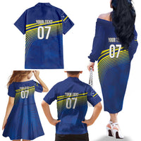 Curacao Football Custom Korsou Blue Wave Family Matching Off The Shoulder Long Sleeve Dress and Hawaiian Shirt Making History - Wonder Print Shop
