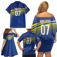 Curacao Football Custom Korsou Blue Wave Family Matching Off Shoulder Short Dress and Hawaiian Shirt Making History - Wonder Print Shop