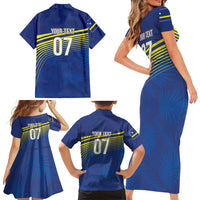 Curacao Football Custom Korsou Blue Wave Family Matching Short Sleeve Bodycon Dress and Hawaiian Shirt Making History - Wonder Print Shop