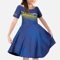 Curacao Football Custom Korsou Blue Wave Kid Short Sleeve Dress Making History - Wonder Print Shop