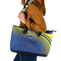 Curacao Football Custom Korsou Blue Wave Leather Tote Bag Making History - Wonder Print Shop