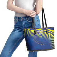 Curacao Football Custom Korsou Blue Wave Leather Tote Bag Making History - Wonder Print Shop