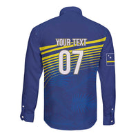 Curacao Football Custom Korsou Blue Wave Long Sleeve Button Shirt Making History - Wonder Print Shop