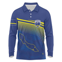 Curacao Football Custom Korsou Blue Wave Long Sleeve Polo Shirt Making History - Wonder Print Shop