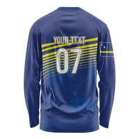 Curacao Football Custom Korsou Blue Wave Long Sleeve Shirt Making History - Wonder Print Shop