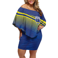 Curacao Football Custom Korsou Blue Wave Off Shoulder Short Dress Making History - Wonder Print Shop