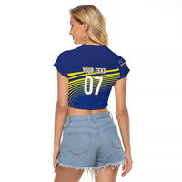 Curacao Football Custom Korsou Blue Wave Raglan Cropped T Shirt Making History - Wonder Print Shop