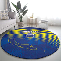 Curacao Football Custom Korsou Blue Wave Round Carpet Making History - Wonder Print Shop