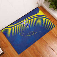 Curacao Football Custom Korsou Blue Wave Rubber Doormat Making History - Wonder Print Shop