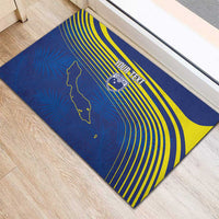 Curacao Football Custom Korsou Blue Wave Rubber Doormat Making History - Wonder Print Shop