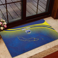 Curacao Football Custom Korsou Blue Wave Rubber Doormat Making History - Wonder Print Shop