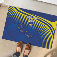 Curacao Football Custom Korsou Blue Wave Rubber Doormat Making History - Wonder Print Shop