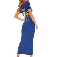 Curacao Football Custom Korsou Blue Wave Short Sleeve Bodycon Dress Making History - Wonder Print Shop