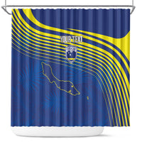 Curacao Football Custom Korsou Blue Wave Shower Curtain Making History - Wonder Print Shop