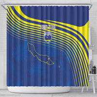 Curacao Football Custom Korsou Blue Wave Shower Curtain Making History - Wonder Print Shop