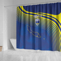 Curacao Football Custom Korsou Blue Wave Shower Curtain Making History - Wonder Print Shop