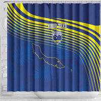 Curacao Football Custom Korsou Blue Wave Shower Curtain Making History - Wonder Print Shop