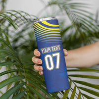 Curacao Football Custom Korsou Blue Wave Skinny Tumbler Making History - Wonder Print Shop