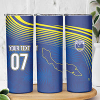 Curacao Football Custom Korsou Blue Wave Skinny Tumbler Making History - Wonder Print Shop