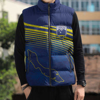 Curacao Football Custom Korsou Blue Wave Sleeveless Puffer Jacket Making History - Wonder Print Shop