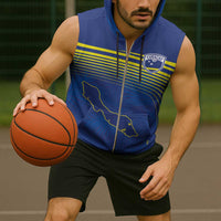 Curacao Football Custom Korsou Blue Wave Sleeveless Zip Hoodie Making History - Wonder Print Shop