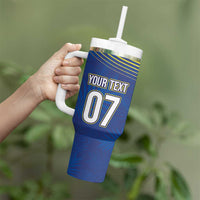 Curacao Football Custom Korsou Blue Wave Tumbler With Handle Making History - Wonder Print Shop