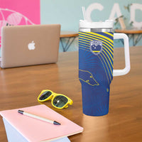 Curacao Football Custom Korsou Blue Wave Tumbler With Handle Making History - Wonder Print Shop