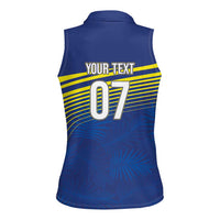 Curacao Football Custom Korsou Blue Wave Women Sleeveless Polo Shirt Making History - Wonder Print Shop