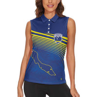 Curacao Football Custom Korsou Blue Wave Women Sleeveless Polo Shirt Making History - Wonder Print Shop