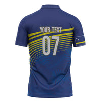 Curacao Football Custom Korsou Blue Wave Zipper Polo Shirt Making History - Wonder Print Shop