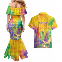 Mardi Gras Couples Matching Mermaid Dress and Hawaiian Shirt Watercolor Mix - Carnival Bling LT7 - Wonder Print Shop