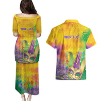 Mardi Gras Couples Matching Puletasi and Hawaiian Shirt Watercolor Mix - Carnival Bling LT7 - Wonder Print Shop