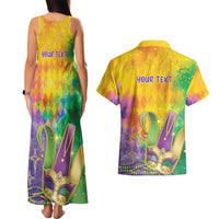 Mardi Gras Couples Matching Tank Maxi Dress and Hawaiian Shirt Watercolor Mix - Carnival Bling LT7 - Wonder Print Shop